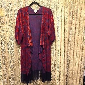 Red and Black/Blue Fringe Boho Cover